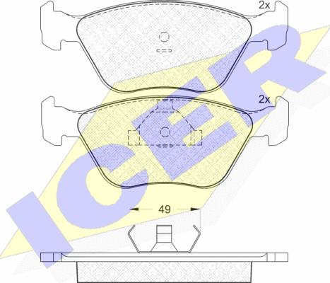 Icer 180952 - Гальмівні колодки, дискові гальма autocars.com.ua