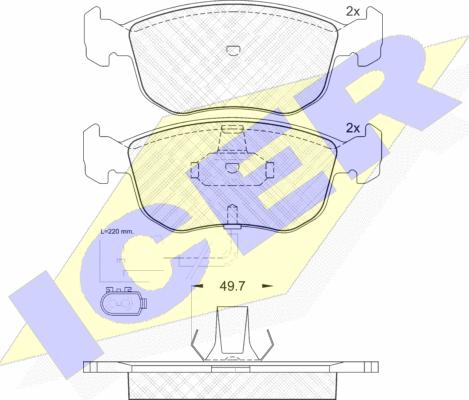 Icer 180957 - Тормозные колодки, дисковые, комплект avtokuzovplus.com.ua