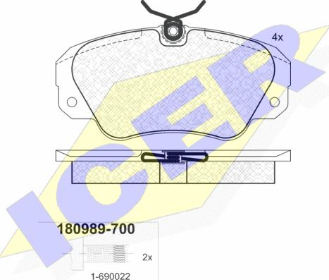 Icer 180989-700 - Гальмівні колодки, дискові гальма autocars.com.ua