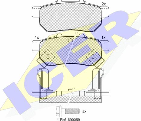 Icer 181024 - Комплект гальмівних колодок дискових autocars.com.ua