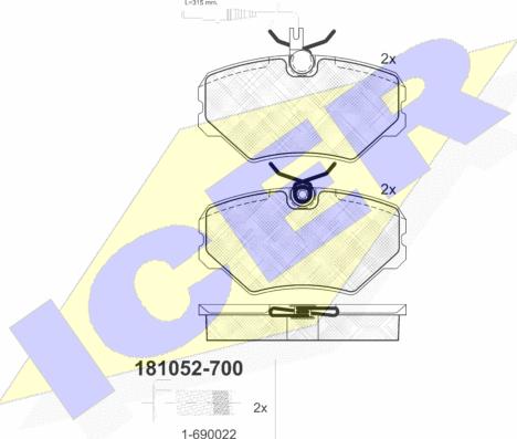 Icer 181052-700 - Гальмівні колодки, дискові гальма autocars.com.ua