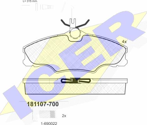 Icer 181107-700 - Гальмівні колодки, дискові гальма autocars.com.ua