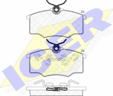 Icer 181250 - Тормозные колодки, дисковые, комплект avtokuzovplus.com.ua