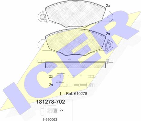 Icer 181278-702 - Гальмівні колодки, дискові гальма autocars.com.ua