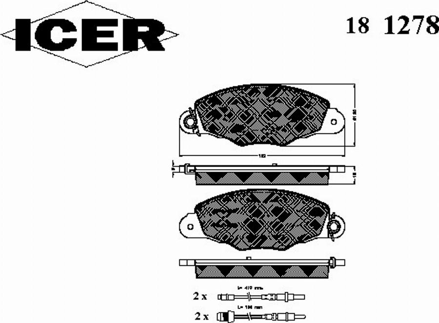 Icer 181278 - Тормозные колодки, дисковые, комплект avtokuzovplus.com.ua