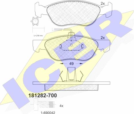 Icer 181282-700 - Тормозные колодки, дисковые, комплект avtokuzovplus.com.ua