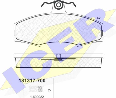 Icer 181317-700 - Тормозные колодки, дисковые, комплект avtokuzovplus.com.ua