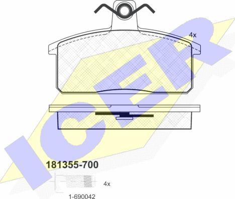 Icer 181355-700 - Гальмівні колодки, дискові гальма autocars.com.ua