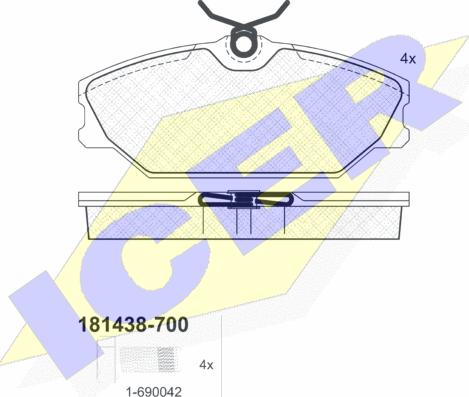 Icer 181438-700 - Тормозные колодки, дисковые, комплект avtokuzovplus.com.ua