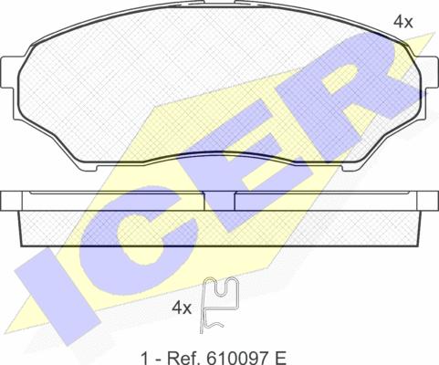 Icer 181443 - Тормозные колодки, дисковые, комплект avtokuzovplus.com.ua