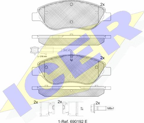 Icer 181445-071 - Гальмівні колодки, дискові гальма autocars.com.ua