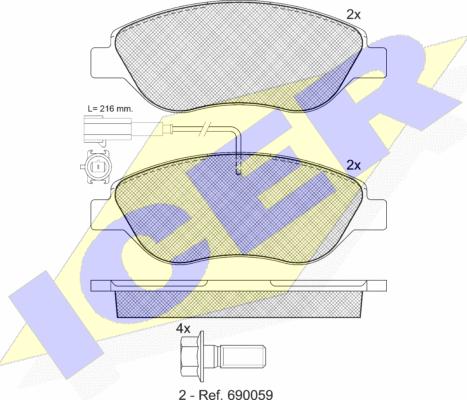 Icer 181445-203 - Гальмівні колодки, дискові гальма autocars.com.ua