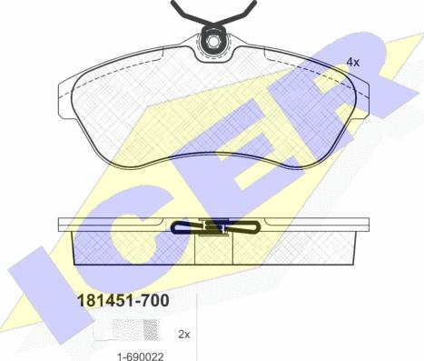 Icer 181451-700 - Тормозные колодки, дисковые, комплект avtokuzovplus.com.ua