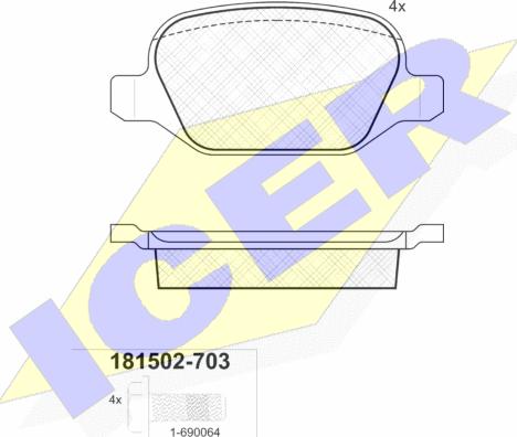 Icer 181502-703 - Гальмівні колодки, дискові гальма autocars.com.ua