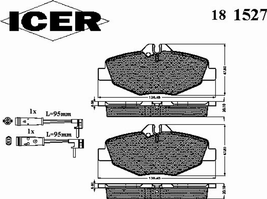 Icer 181527 - Тормозные колодки, дисковые, комплект autodnr.net