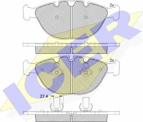 Icer 181547 - Гальмівні колодки, дискові гальма autocars.com.ua