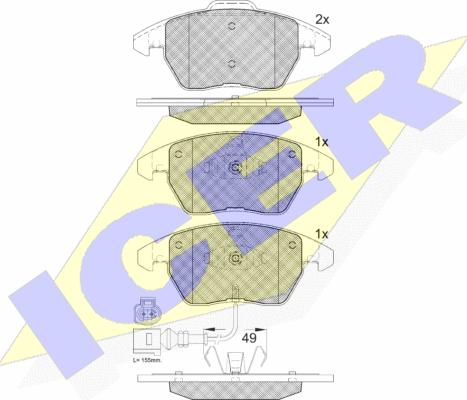 Icer 181567-208 - Тормозные колодки, дисковые, комплект autodnr.net