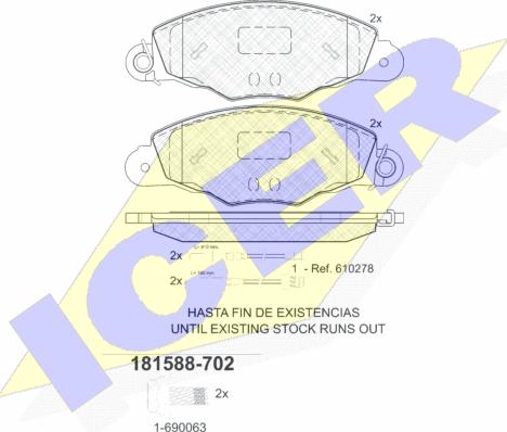 Icer 181588-702 - Тормозные колодки, дисковые, комплект avtokuzovplus.com.ua