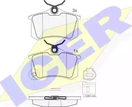 ICER 181593 - Тормозные колодки, дисковые, комплект avtokuzovplus.com.ua