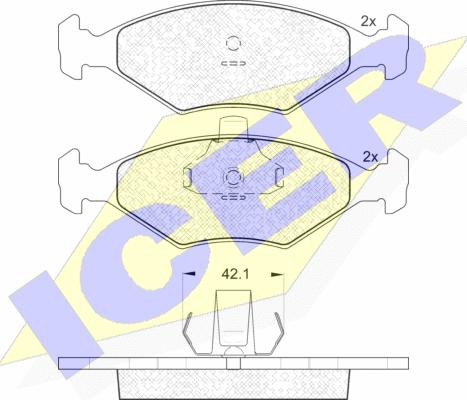 Icer 181596 - Гальмівні колодки, дискові гальма autocars.com.ua