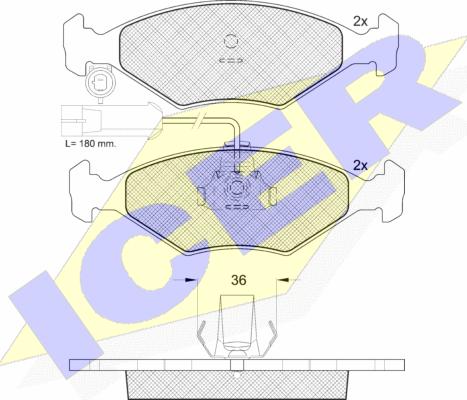 Icer 181603 - Гальмівні колодки, дискові гальма autocars.com.ua