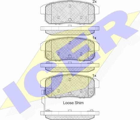 Icer 181667 - Тормозные колодки, дисковые, комплект avtokuzovplus.com.ua