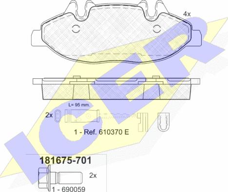 Icer 181675-701 - Тормозные колодки, дисковые, комплект avtokuzovplus.com.ua