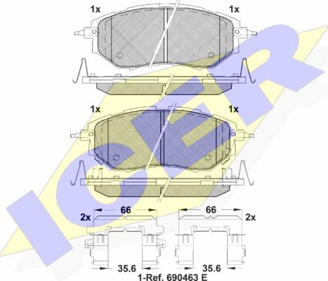 Icer 181697-066 - Гальмівні колодки, дискові гальма autocars.com.ua