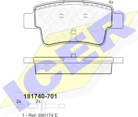 Icer 181740-701 - Гальмівні колодки, дискові гальма autocars.com.ua