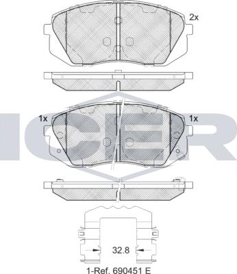 Icer 181826e1 - Гальмівні колодки, дискові гальма autocars.com.ua