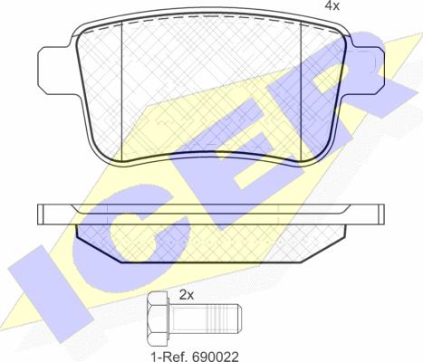 Icer 181855 - Тормозные колодки, дисковые, комплект autodnr.net