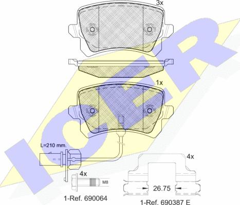 Icer 181857-203 - Гальмівні колодки, дискові гальма autocars.com.ua