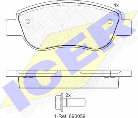 Icer 181883 - Тормозные колодки, дисковые, комплект avtokuzovplus.com.ua