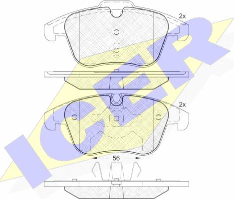 Icer 181886 - Тормозные колодки, дисковые, комплект avtokuzovplus.com.ua