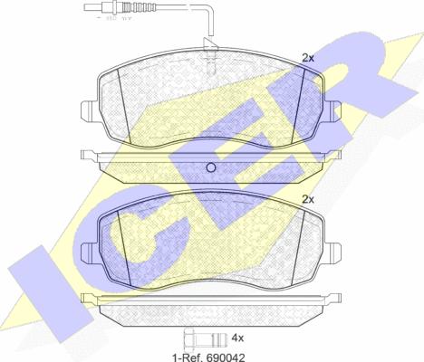 Icer 181912 - Гальмівні колодки, дискові гальма autocars.com.ua