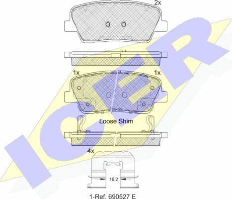 Icer 181954-233 - Гальмівні колодки, дискові гальма autocars.com.ua