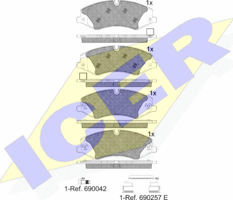 Icer 181957-203 - Тормозные колодки, дисковые, комплект avtokuzovplus.com.ua