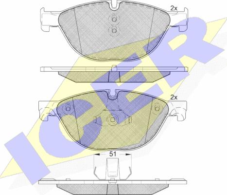 Icer 181961 - Тормозные колодки, дисковые, комплект avtokuzovplus.com.ua