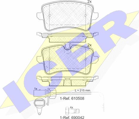 Icer 181986-203 - Гальмівні колодки, дискові гальма autocars.com.ua