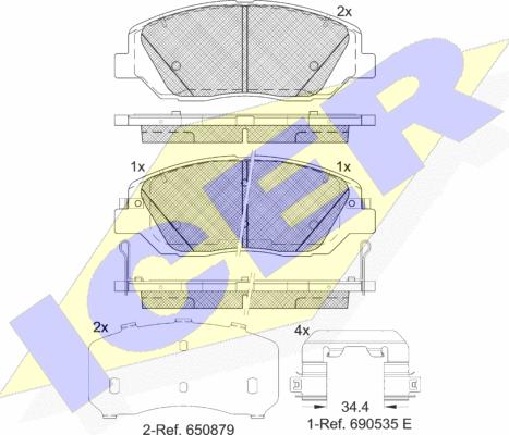 Icer 181997-233 - Гальмівні колодки, дискові гальма autocars.com.ua