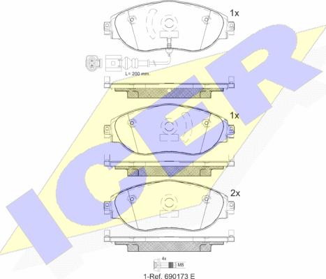 Icer 182018-087 - Гальмівні колодки, дискові гальма autocars.com.ua