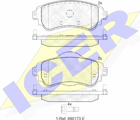 Icer 182027 - Гальмівні колодки, дискові гальма autocars.com.ua