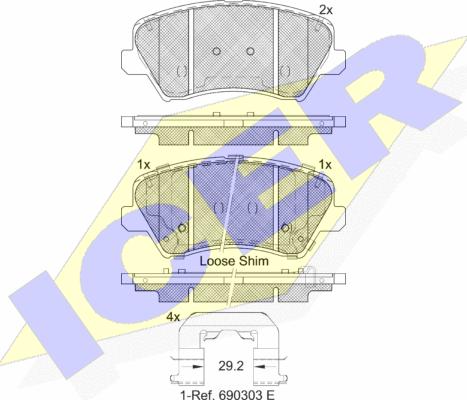 Icer 182029-203 - Тормозные колодки, дисковые, комплект avtokuzovplus.com.ua