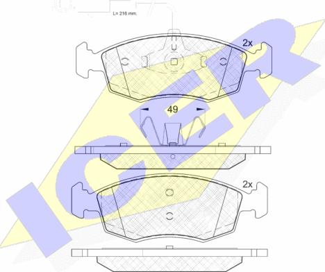 Icer 182033 - Тормозные колодки, дисковые, комплект avtokuzovplus.com.ua