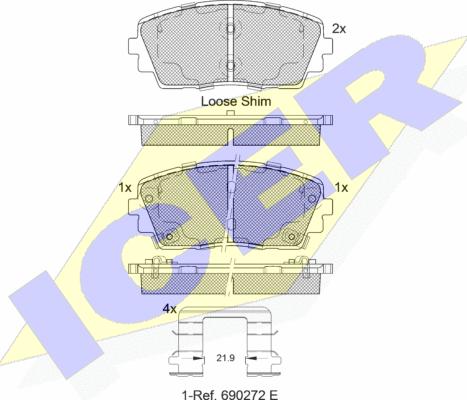 Icer 182034233 - Гальмівні колодки, дискові гальма autocars.com.ua