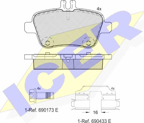 Icer 182039-067 - Тормозные колодки, дисковые, комплект avtokuzovplus.com.ua