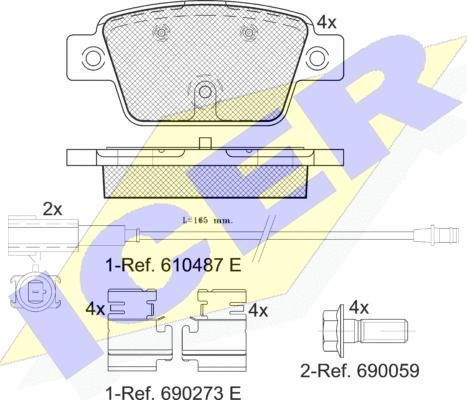 Icer 182043 - Тормозные колодки, дисковые, комплект avtokuzovplus.com.ua