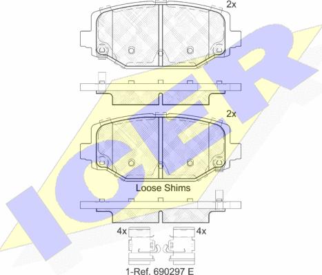 Icer 182053 - Тормозные колодки, дисковые, комплект avtokuzovplus.com.ua