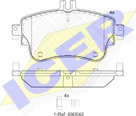 Icer 182062 - Гальмівні колодки, дискові гальма autocars.com.ua