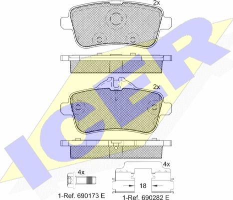 Icer 182072-067 - Тормозные колодки, дисковые, комплект avtokuzovplus.com.ua